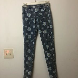 Cute Trippy Acid Wash Daisy Jeggings